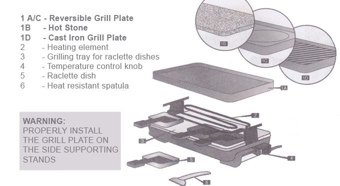 raclette grill parts