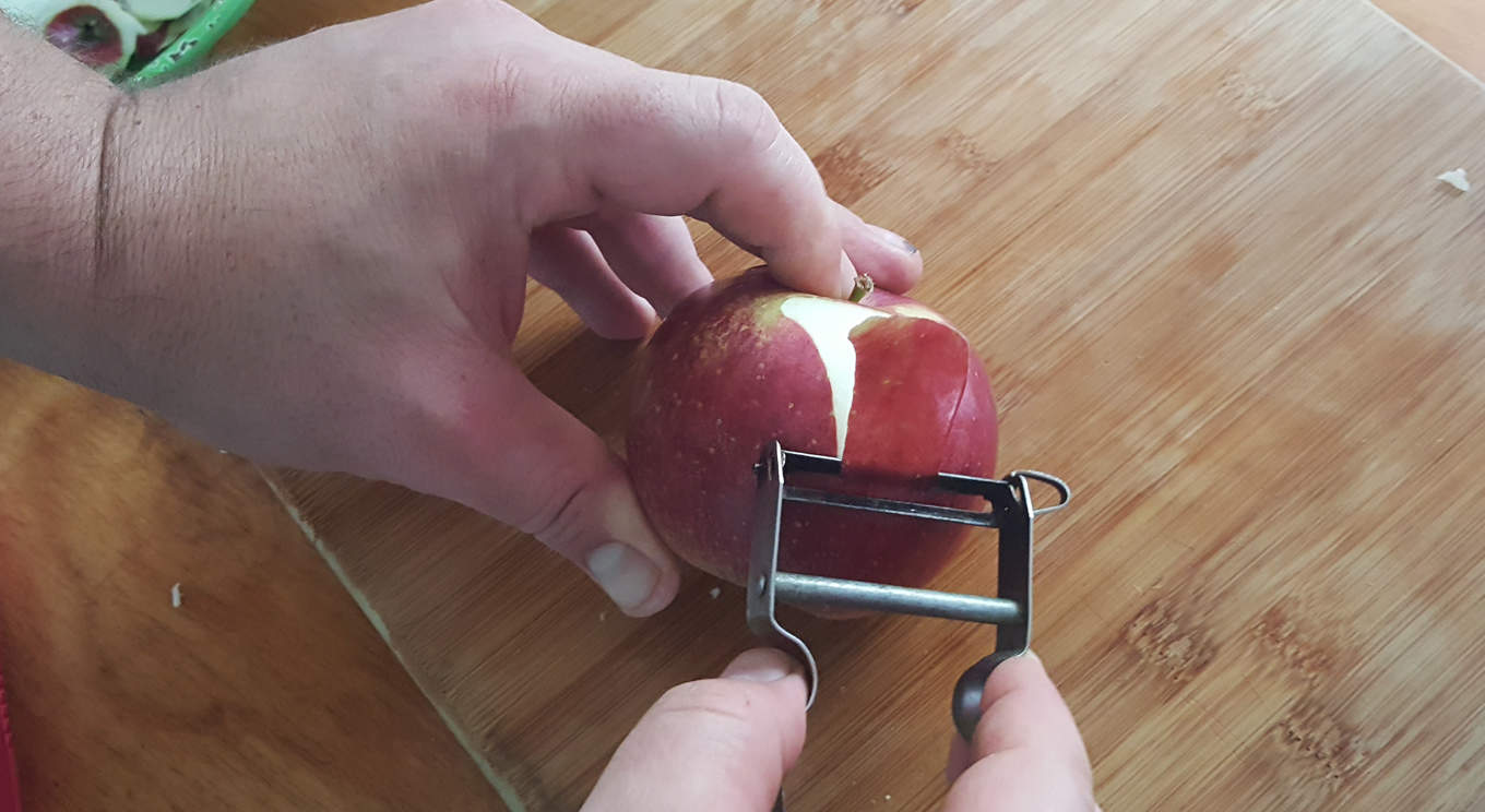 peeling apples for apple crisp